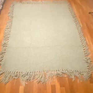 Pottery Barn Sage Green Throw Blanket basket weave